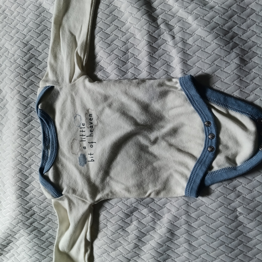Le Top White Onesie with Blue Trim
